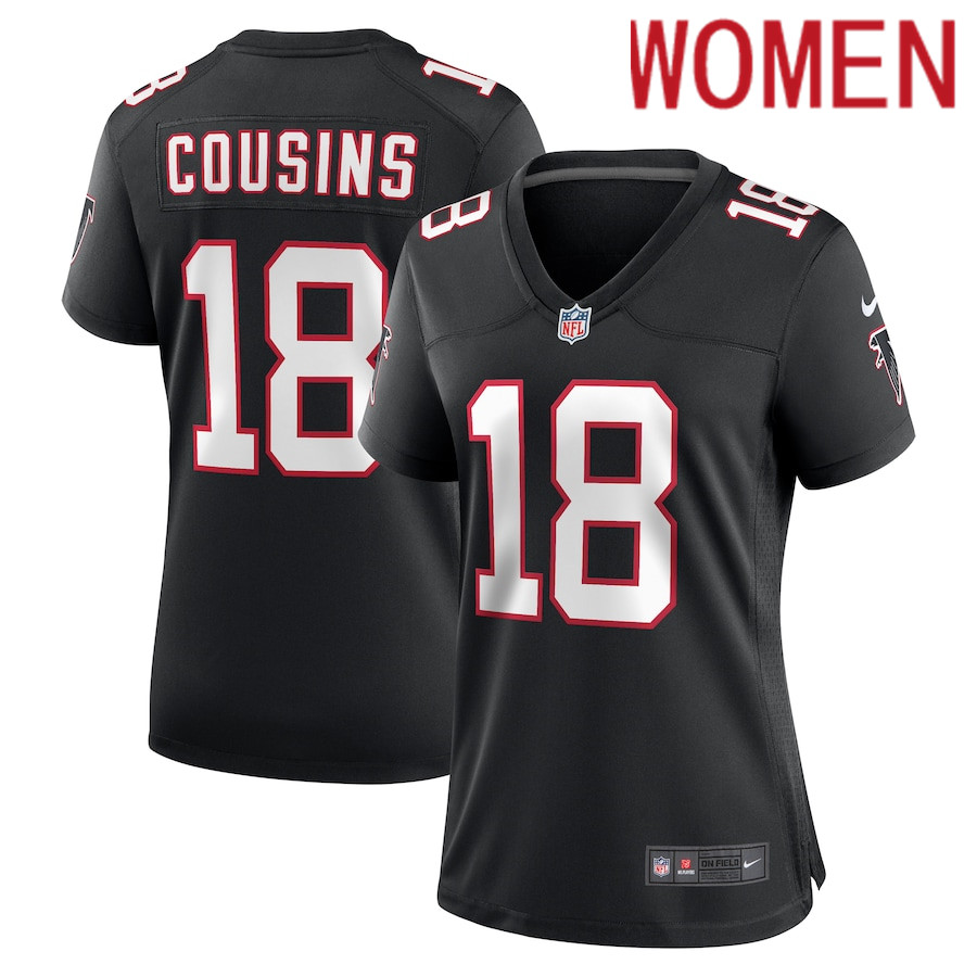 Women Atlanta Falcons 18 Kirk Cousins Nike Black Alternate Game NFL Jersey